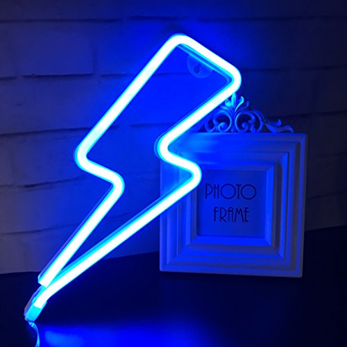 QiaoFei Lightning Neon Nachtlicht für Kinder Geschenk, LED Lightning Sign, Wand-Dekor für Weihnachten, Geburtstagsfeier, Kinderzimmer, Wohnzimmer, Hochzeitsfeier Dekor (blau) - 6