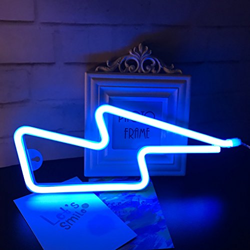 QiaoFei Lightning Neon Nachtlicht für Kinder Geschenk, LED Lightning Sign, Wand-Dekor für Weihnachten, Geburtstagsfeier, Kinderzimmer, Wohnzimmer, Hochzeitsfeier Dekor (blau) - 7
