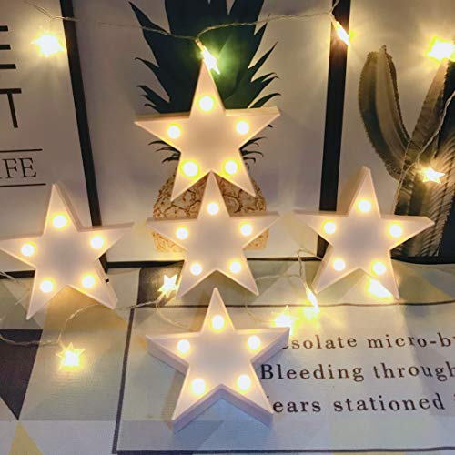 LED Festzelt Sterne Nachtlicht für Kinder Geschenk, 3D Kunststoff Sterne Kindergarten Baby Lampe für Weihnachten, Geburtstag, Wohnzimmer, Hochzeit, Hauptdekoration (weiß) - 9