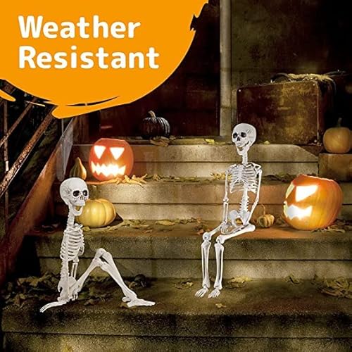 Prextex 48cm bewegliches Halloween-Skelett – Ganzkörperskelett mit voll beweglichen Gelenken und 2 Sätzen Körperzubehör für die Beste Halloween-Dekoration - 6