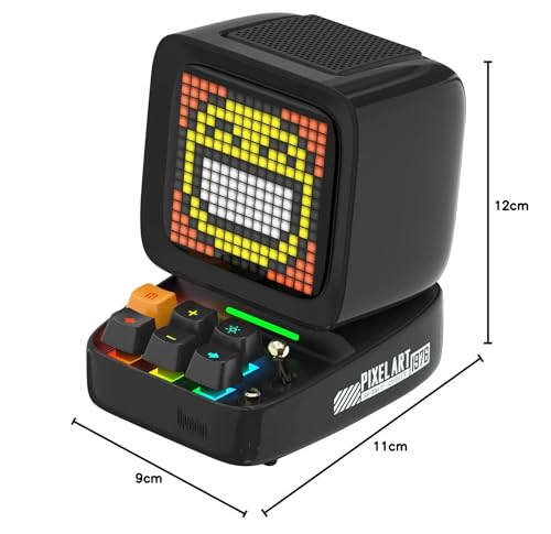 Divoom Ditoo Multifunctional Pixel Art LED Bluetooth Lautsprecher, 256 Programmierbares LED Panel mit Party Licht, Smart Digital Tischuhr, Gaming Musikbox unterstützt TF Karte & Radio (schwarz) - 7