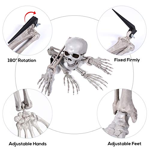 EXCEART Skelettknochen Und Schädel Kunststoff Gruselige Gefälschte Skelett für Halloween Dekor Requisiten Friedhof Bodendekor Halloween Skelett mit Beweglichen Gelenken - 2