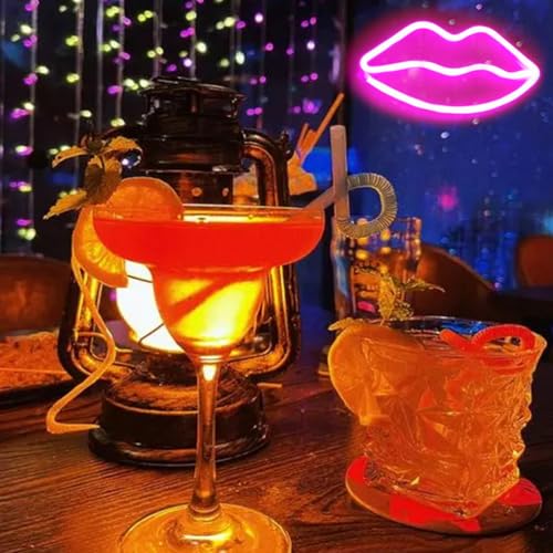 LED Lippen Neon Signs Romantische Kunst Dekorative Lichter Wanddekor für Studio Party Kinderzimmer Wohnzimmer Hochzeit Weihnachtsdekor (Rosa) - 2