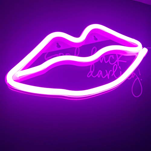 LED Lippen Neon Signs Romantische Kunst Dekorative Lichter Wanddekor für Studio Party Kinderzimmer Wohnzimmer Hochzeit Weihnachtsdekor (Rosa) - 8