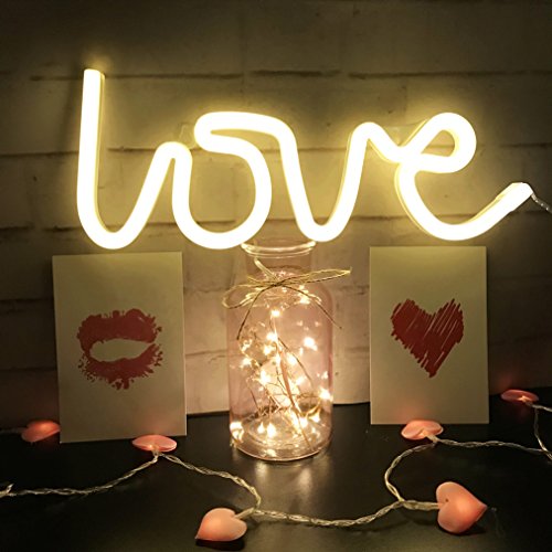 Neonlicht,LED Love Leuchtreklame geformt Dekor Licht, Wanddekoration für Weihnachten, Geburtstagsfeier,Kindergarten, Kinderzimmer,Hochzeitsfeier-Dekor (Warmweiß)