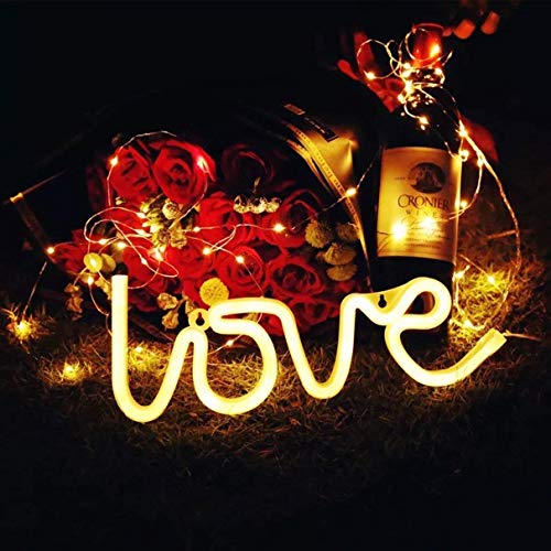 Neonlicht,LED Love Leuchtreklame geformt Dekor Licht, Wanddekoration für Weihnachten, Geburtstagsfeier,Kindergarten, Kinderzimmer,Hochzeitsfeier-Dekor (Warmweiß) - 5