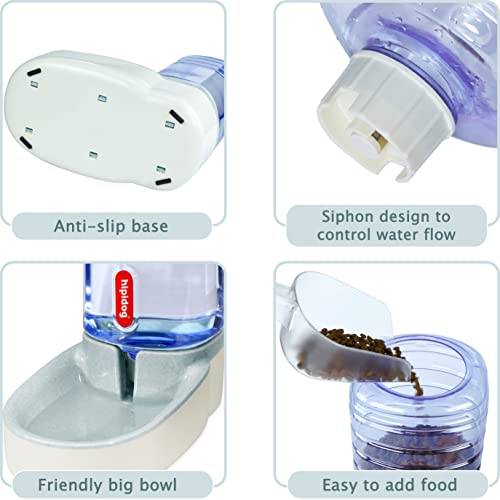 UniqueFit Pets Cats Dogs Automatic Waterer and Food Feeder 3.8 L with 1* Water Dispenser and 1 * Pet Automatic Feeder (Grau) - 3