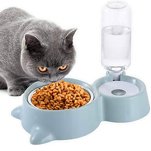 JCT Katzenschale Hundenapf Haustier 2 in1 Futter-& Wasserspender Katzen Näpfe Pet Water Food Bowl Automatische Wasserzufuhr Cat Dog Feeding Bowl für Kleine Mittelgroße Hundekatzen