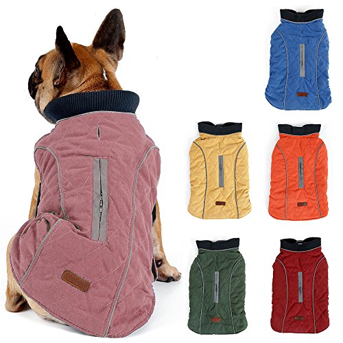 TFENG Reflektierend Hundejacke für Hunde, Hundemantel Warm Gepolstert Puffer Weste Welpen Regenmantel mit Fleece (Rosa, Größe M)