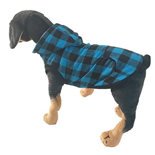 Penivo Hund warme Mäntel, große Hundebekleidung Winter Baumwolljacke für Small Medium Dogs Welpen Plaid Mantel mit Kapuze Westen (XXL, Blau) - 8