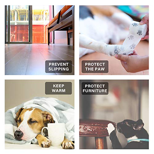 KATELUO 2Paar Anti-Rutsch Hundesocken,Indoor Anti-Rutsch Socken für Hunde und Katzen,Haustier Socken,Hundesocken mit Gummiverstärkung für Pfotenschutz und Traktionskontrolle (M, Blau) - 3