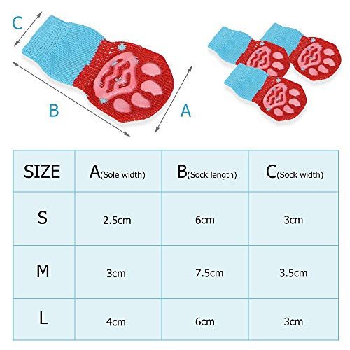 Gresunny 4pcs Anti rutsch hundesocken rutschfest socken für Innenbereich pfotenschutz und traktion Dank silikon-Gel Haustier socken für Hunde und Katzen Rot - 2