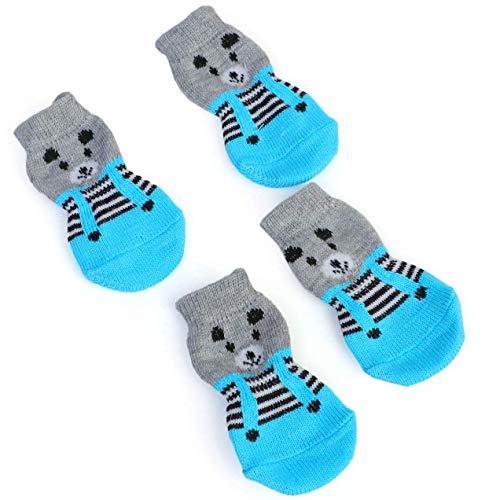 Gresunny 8pcs Anti rutsch hundesocken rutschfest socken für Innenbereich pfotenschutz und traktion Dank silikon-Gel Haustier socken für Hunde und Katzen - 3