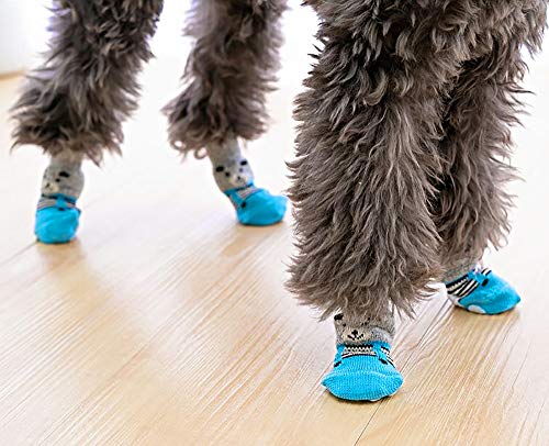 Gresunny 8pcs Anti rutsch hundesocken rutschfest socken für Innenbereich pfotenschutz und traktion Dank silikon-Gel Haustier socken für Hunde und Katzen - 6