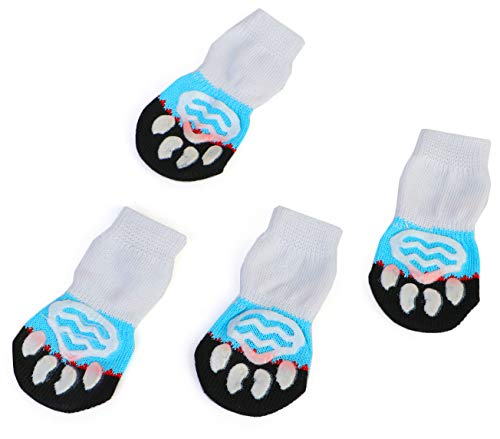 Gresunny 8pcs Anti rutsch hundesocken rutschfest socken für Innenbereich pfotenschutz und traktion Dank silikon-Gel Haustier socken für Hunde und Katzen - 8