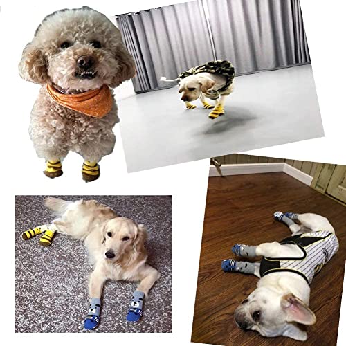 Meioro Anti-Rutsch Hundesocken Traktionskontrolle Cotton Breathable Paw Protectors für Indoor Wear Set von 4 Großen und Mittelgroßen Hunden (4XL, Blau) - 5