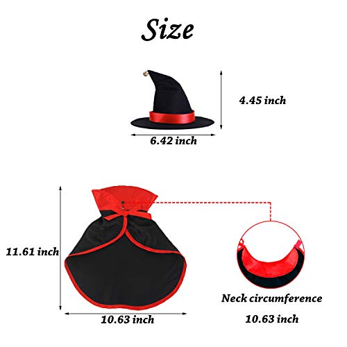 Haustier Halloween Kostüm Vampir Kap Zauberer Hut für Urlaub Cosplay Party Haustier Kleidung Geeignet für kleine Katze Hund Papageien 2 Packungen Rot Schwarz Dekorationen - 3