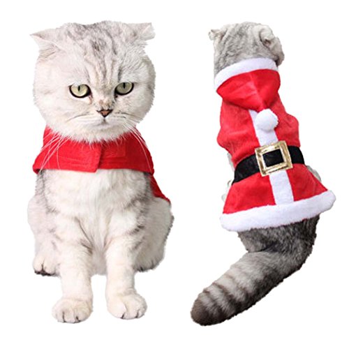 Legendog Katzen Kleidung, Weihnachten Haustier Kleidung, Weihnachten Katzen Kleidung, Katzenkostüm, Nette justierbare Weihnachtsmann Kleidung für Kätzchen, Haustier Hoodie Mantel für Katzen (1#)