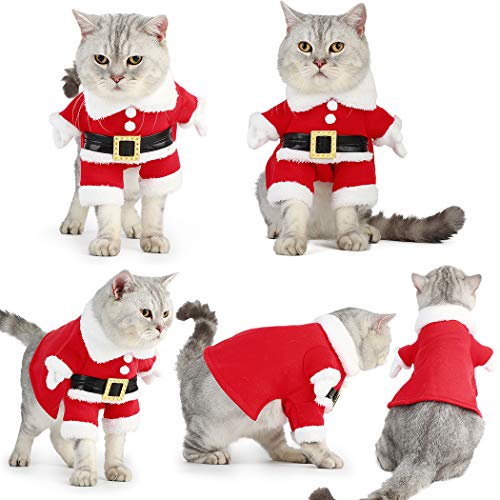 Dorakitten Weihnachts Katze Kleidung, Weihnachtsmann-Kleidung für Haustiere mit Santa Hat Haustier-Weihnachtskostüm-Poncho-Umhang für Kleine Hunde und Katzen Cosplay… - 8