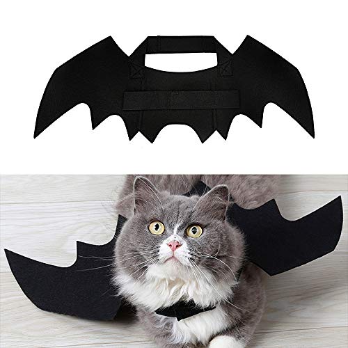 Bestcol Katze Bat Wings Kostüm, Halloween Haustier Kleidung Schwarz Hund Bat Wings Katze Fledermaus Kostüm mit Halsumfang von 24-36 cm und Brust von 36-42 cm für Cats Puppy Dogs - 6