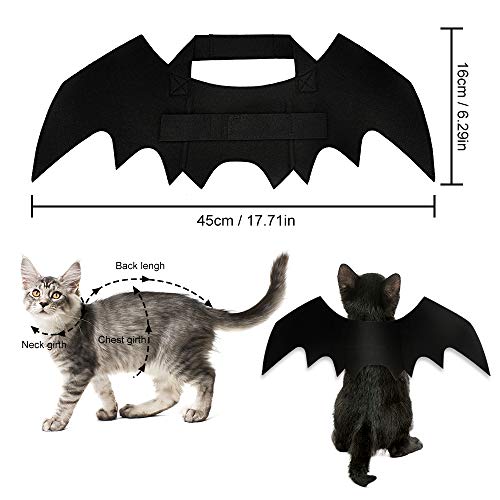 Bestcol Katze Bat Wings Kostüm, Halloween Haustier Kleidung Schwarz Hund Bat Wings Katze Fledermaus Kostüm mit Halsumfang von 24-36 cm und Brust von 36-42 cm für Cats Puppy Dogs - 7