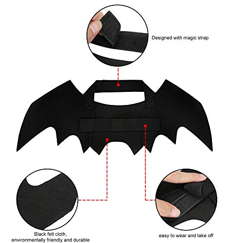 Bestcol Katze Bat Wings Kostüm, Halloween Haustier Kleidung Schwarz Hund Bat Wings Katze Fledermaus Kostüm mit Halsumfang von 24-36 cm und Brust von 36-42 cm für Cats Puppy Dogs - 4