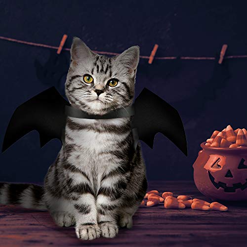 Bestcol Katze Bat Wings Kostüm, Halloween Haustier Kleidung Schwarz Hund Bat Wings Katze Fledermaus Kostüm mit Halsumfang von 24-36 cm und Brust von 36-42 cm für Cats Puppy Dogs - 8