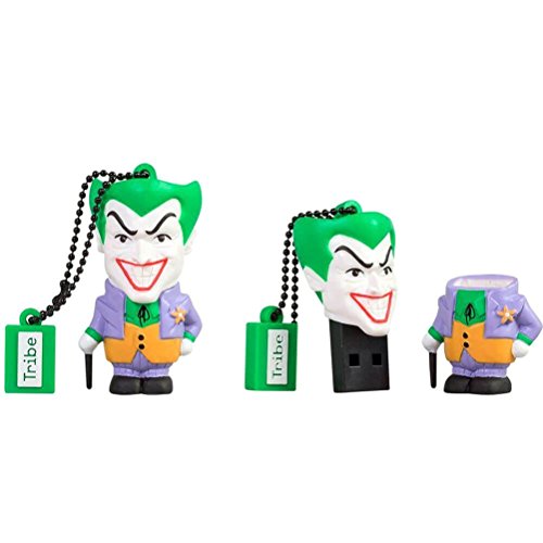 Tribe Warner Bros DC Comics Joker USB Stick 16GB Speicherstick 2.0 High Speed Pendrive Memory Stick Flash Drive, Lustige Geschenke 3D Figur, USB Gadget aus Hart-PVC mit Schlüsselanhänger – Mehrfarbig - 3