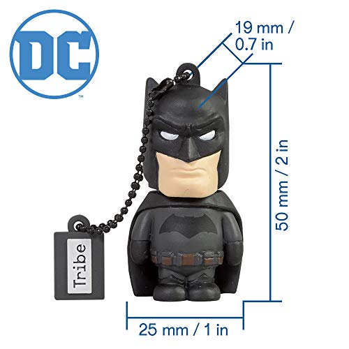 Tribe Warner Bros DC Comics Batman Movie USB Stick 16GB Speicherstick 2.0 High Speed Pendrive Memory Stick Flash Drive, Lustige Geschenke 3D Figur, USB Gadget aus Hart-PVC mit Schlüsselanhänger – Schwarz - 2