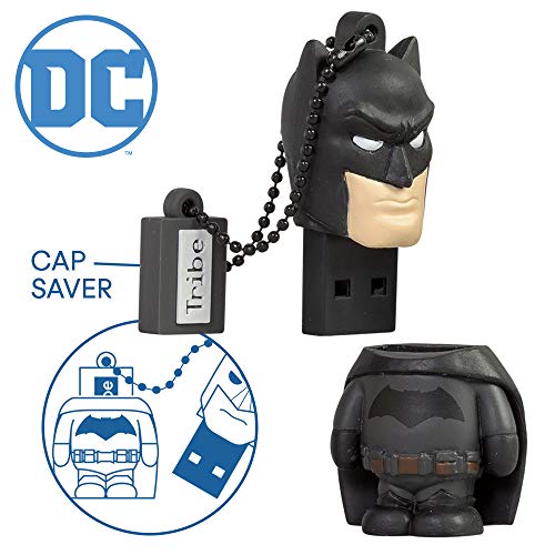 Tribe Warner Bros DC Comics Batman Movie USB Stick 16GB Speicherstick 2.0 High Speed Pendrive Memory Stick Flash Drive, Lustige Geschenke 3D Figur, USB Gadget aus Hart-PVC mit Schlüsselanhänger – Schwarz - 3