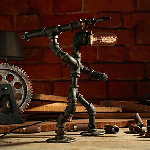 ADFD Vintage Industrial Wasserrohrrobotertischlampe Tischlampe Steampunk Schreibtischlampe Rustikale Wasserrohr Schreibtischlampe(Ohne Glühbirne) - 2