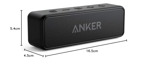 Anker SoundCore 2 Bluetooth Lautsprecher, Fantastischer Sound, Enormer Bass mit Dualen Bass-Treibern, 24h Akku, Verbesserter IPX7 Wasserschutz, Kabelloser Lautsprecher für iPhone, Samsung (Schwarz) - 9