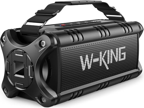 W-KING 50W(70W Piek) Bluetooth Lautsprecher Wasserdicht, 24 Stunden Laufzeit, 8000mAh Power Bank, 30 Meter Reichweite, Tragbare Bluetooth Speaker Box Lautsprecher Musikbox mit TWS/NFC (Alles Schwarz)