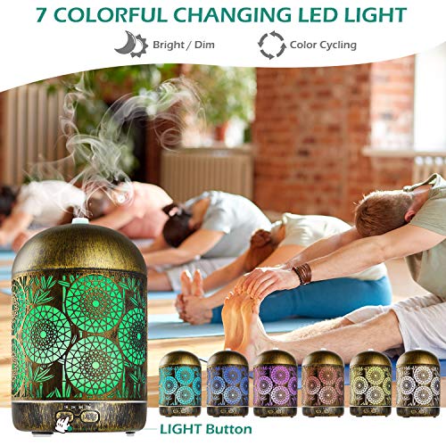 GeeRic Aroma Diffuser 300ML Luftbefeuchter Ultraschall Metall Vernebler,Raumbefeuchter Aromatherapie Öle Duftlampe für Büro, Schlafzimmer, Babies Kinderzimmer, Wohnzimmer, Schlafzimmer Bronze - 2