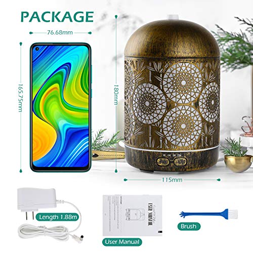 GeeRic Aroma Diffuser 300ML Luftbefeuchter Ultraschall Metall Vernebler,Raumbefeuchter Aromatherapie Öle Duftlampe für Büro, Schlafzimmer, Babies Kinderzimmer, Wohnzimmer, Schlafzimmer Bronze - 7