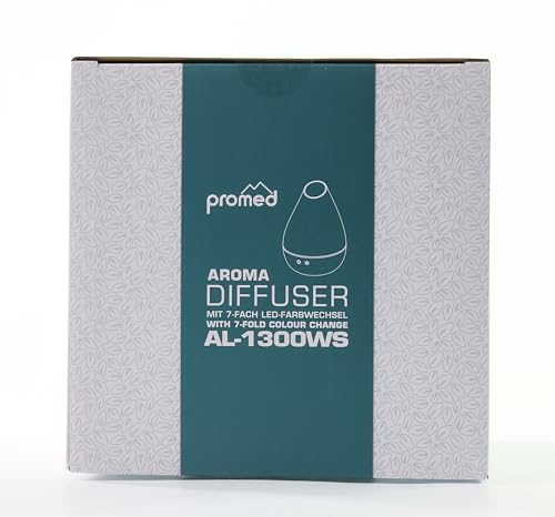 Promed AL-1300 WS Aroma Diffusor 1300 ml, Ultraschall Luftbefeuchter 1,3 Liter, Humidifier, Raumbefeuchter, elektrische Duftlampe Holzdesign mit 7 Farben LED Licht, Aroma Diffuser, Aromatherapie - 14