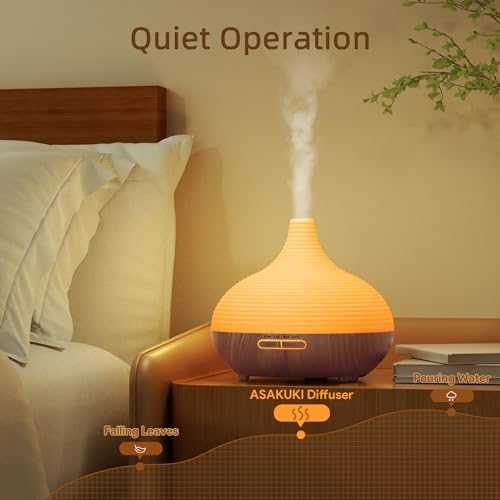 ASAKUKI 300ml Aroma Diffuser für Duftöle, Premium Ultraschall Luftbefeuchter Aromatherapie Öle Diffusor mit 7-farbigem LED-Licht, BPA-Free für Schlafzimmer, Büro, Spa - 2