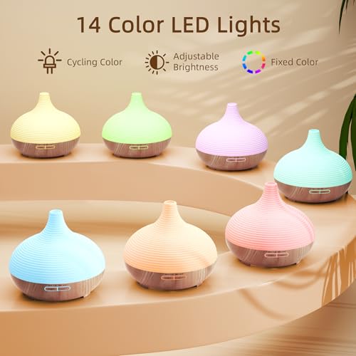 ASAKUKI 300ml Aroma Diffuser für Duftöle, Premium Ultraschall Luftbefeuchter Aromatherapie Öle Diffusor mit 7-farbigem LED-Licht, BPA-Free für Schlafzimmer, Büro, Spa - 3