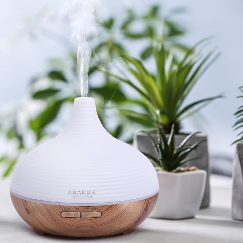 ASAKUKI 300ml Aroma Diffuser für Duftöle, Premium Ultraschall Luftbefeuchter Aromatherapie Öle Diffusor mit 7-farbigem LED-Licht, BPA-Free für Schlafzimmer, Büro, Spa - 3