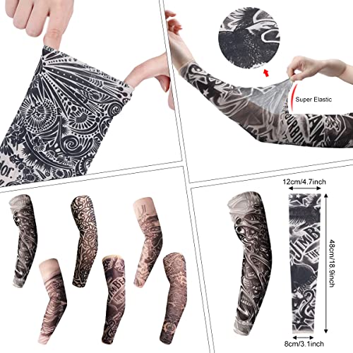 Yuccer 6 PCS Tattoo Ärmel Gefälschte Tattoo Sleeve aus Nylon für Männer Temporäre Tatoo Armstrümpfe (Grau) - 3