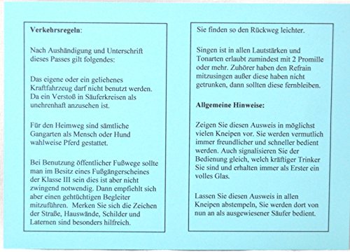 10 X Alkohol Ausweis Säuferpass Scherzartikel Trinkerpass Säuferpässe Pass Party - 2