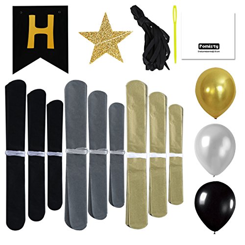 POMISTY Deko Geburtstag, Geburtstag Dekoration Set, Happy Birthday Dekoration 41 Stücks mit 9 Tissue Papier Pom Poms + 30 Große Geperlte Ballons + 1 Happy Birthday Banner für Alle Männer und Frauen - 2