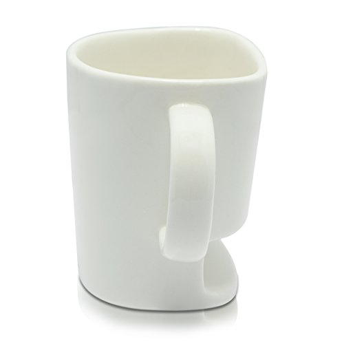 Grinscard Keramik Tasse mit Keks Ablagefach - Weiß Milk & Cookie Design 0,25l - Gadget Kaffeetasse zum Verschenken - 4