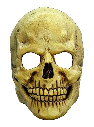 Totenkopf Maske des Grauens aus Latex - Erwachsenen Horror Kostüm Vollmaske Schädel Skelett - ideal für Halloween, Karneval, Motto- & Grusel-Party