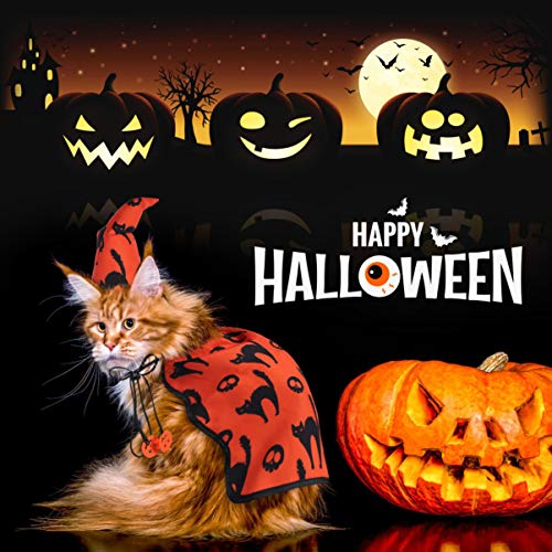 Popepop Halloween-Kostüm für Hunde, Zauberer-Kostüm, Umhang mit Hexenhut, Welpen, Katzen, Halloween-Kleidung - 2