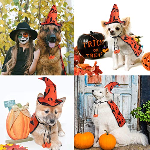 Popepop Halloween-Kostüm für Hunde, Zauberer-Kostüm, Umhang mit Hexenhut, Welpen, Katzen, Halloween-Kleidung - 5