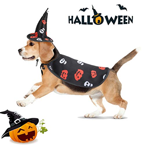 Idepet Hund Halloween Kostüm Katze Umhang Hut Haustier Cape Cosplay Welpen Kätzchen Rot Schwarz Ausgefallene Weihnachtsferien Kostüm Kleidung für kleine mittlere Hunde Katzen - 6