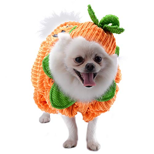 Legendog Hunde Halloween Kostüm，Halloween Haustier Hund Kürbis Kostüm mit Kürbis Headwear/Halloweenkostüm für Hund Welpe Party Coslay Dekoration - 6