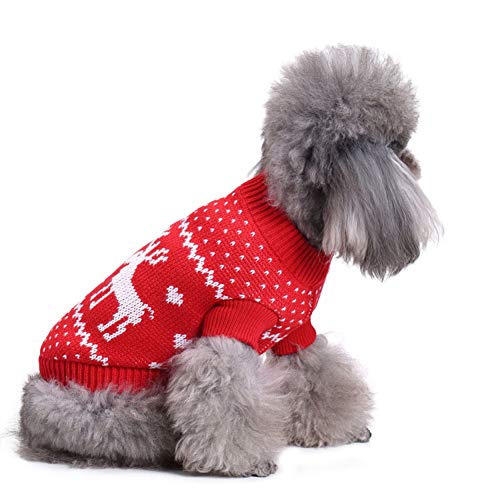 CHIYEEE Weihnachtspullover für Hunde und Katzen Weihnachten Hundepullover Warm Hundepulli Winter Strickpullover Sweater XL