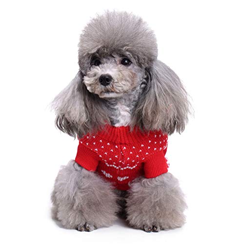 CHIYEEE Weihnachtspullover für Hunde und Katzen Weihnachten Hundepullover Warm Hundepulli Winter Strickpullover Sweater XL - 2